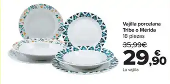 Carrefour Vajilla porcelana Tribe o Mérida 18 piezas oferta