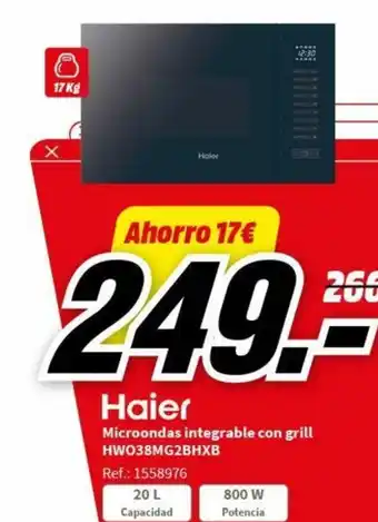 MediaMarkt Microondas integrable con grill HW038MG2BHXB oferta