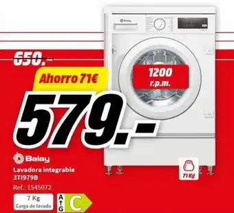 MediaMarkt Lavadora integrable 3T1979B Ref.: 1545072 oferta