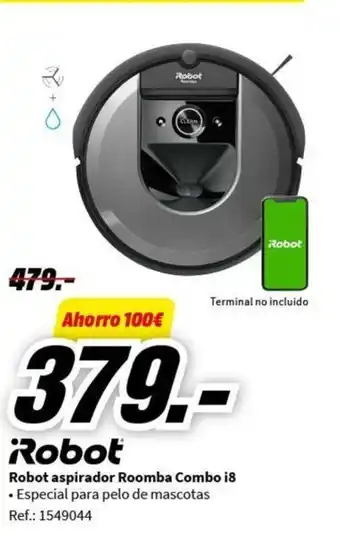 MediaMarkt Robot aspirador Roomba Combo i8 • Especial para pelo de mascotas oferta