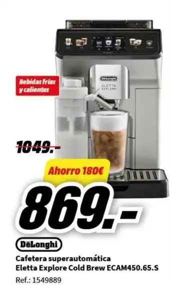 MediaMarkt Cafetera superautomática Eletta Explore Cold Brew ECAM450.65.S Ref.: 1549889 oferta