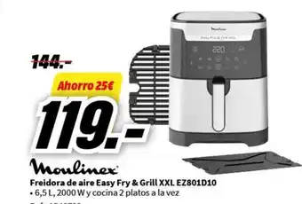 MediaMarkt Freidora de aire Easy Fry & Grill XXL EZ801D10 .6,5 L, 2000 W y cocina 2 platos a la vez oferta