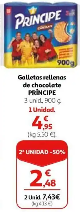 Alcampo Galletas rellenas de chocolate PRÍNCIPE oferta