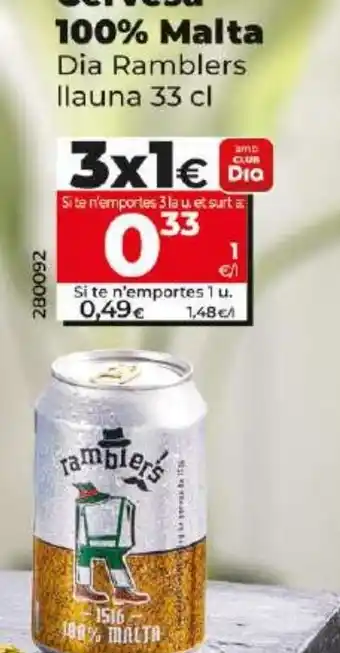 Dia Cervesa 100% Malta Dia Ramblers llauna 33 cl oferta
