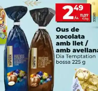 Dia Ous de xocolata amb llet / amb avellana Dia Temptation bossa 225 g oferta