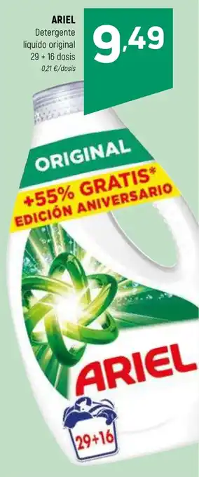 Coviran ARIEL Detergente líquido original 29 + 16 dosis 0,21 €/dosis oferta