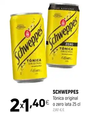 Coviran SCHWEPPES Tónica original o zero lata 25 cl oferta