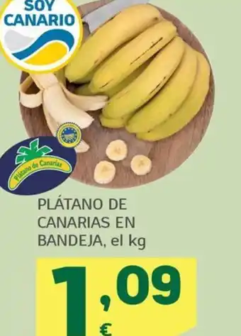 HiperDino PLÁTANO DE CANARIAS EN BANDEJA, el kg oferta