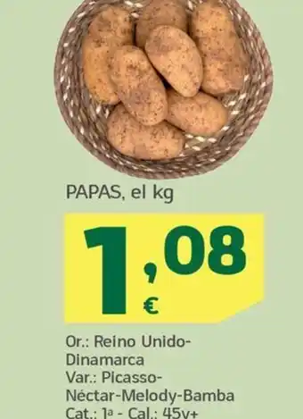 HiperDino PAPAS, el kg oferta
