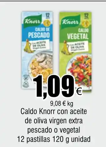 FROIZ Caldo Knorr con aceite de oliva virgen extra pescado o vegetal 12 pastillas 120 g unidad oferta