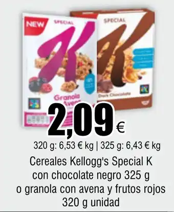 FROIZ Cereales Kellogg's Special K con chocolate negro 325 g o granola con avena y frutos rojos 320 g unidad oferta