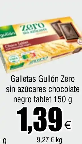 FROIZ Galletas Gullón Zero sin azúcares chocolate negro tablet 150 g oferta
