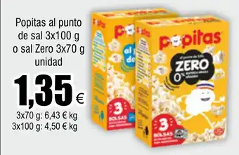 FROIZ Popitas al punto de sal 3x100 g o sal Zero 3x70 g unidad oferta
