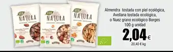 FROIZ Almendra tostada con piel ecológica, Avellana tostada ecológica, o Nuez grano ecológico Borges 100 g unidad oferta