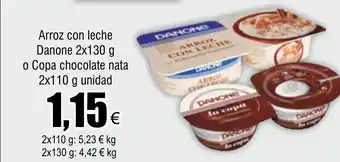 FROIZ Arroz con leche Danone 2x130 g o Copa chocolate nata 2x110 g unidad oferta