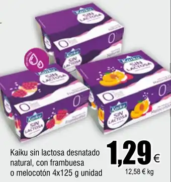 FROIZ Kaiku sin lactosa desnatado natural, con frambuesa o melocotón 4x125 g unidad oferta