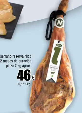FROIZ Jamón serrano reserva Nico 12 meses de curación pieza 7 kg aprox. oferta