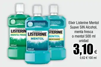 FROIZ Elixir Listerine Mentol Suave SIN Alcohol, menta fresca o mentol 500 ml unidad oferta