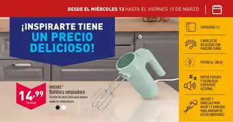 ALDI AMBIANO® Batidora amasadora Función de inicio lento para mezcla suave sin salpicaduras. oferta