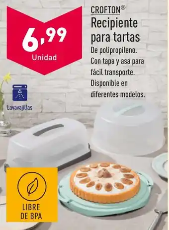ALDI Recipiente para tartas De polipropileno. Con tapa y asa para fácil transporte. Disponible en diferentes modelos. oferta