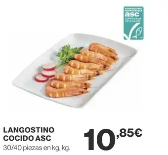 Supercor LANGOSTINO COCIDO ASC 30/40 piezas en kg, kg. oferta