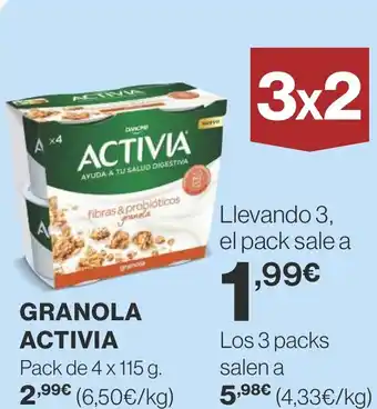 Supercor GRANOLA ACTIVIA Pack de 4 x 115 g. oferta