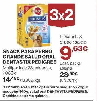 Supercor SNACK PARA PERRO GRANDE SALUD ORAL DENTASTIX PEDIGREE Los 3 packs oferta