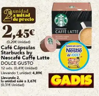 Gadis Café Cápsulas Starbucks by Nescafé Caffe Latte DOLCE GUSTO oferta
