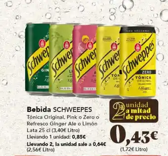 Gadis Bebida SCHWEEPES oferta