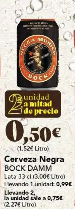 Gadis Cerveza Negra BOCK DAMM Lata 33 cl oferta