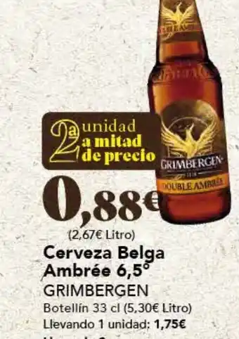 Gadis Cerveza Belga Ambrée 6,5° GRIMBERGEN Botellín 33 cl oferta