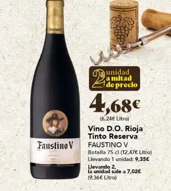 Gadis Vino D.O. Rioja Tinto Reserva FAUSTINO V oferta
