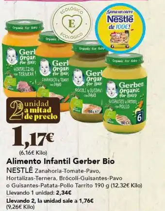 Gadis Alimento Infantil Gerber Bio NESTLÉ oferta