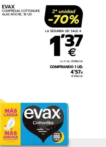 BM Supermercados EVAX COMPRESAS COTTONLIKE ALAS NOCHE, 18 UD. oferta