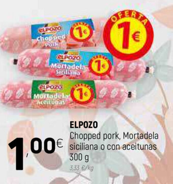 Coviran Elpozo Chopped pork, Mortadela siciliana o con aceitunas 300g oferta