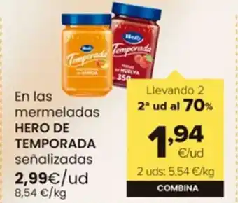 Autoservicios Familia En las mermeladas HERO DE TEMPORADA señalizadas oferta