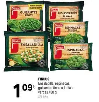 Coviran Findus Ensaladilla, espinacas, guisantes finos o Judias verdes 400g oferta