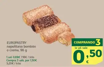 HiperDino EUROPASTRY napolitana bombón o crema, 96 g oferta