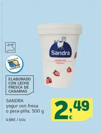 HiperDino SANDRA yogur con fresa o pera-piña, 500 g oferta