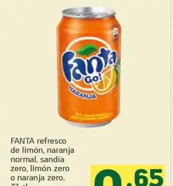 HiperDino FANTA refresco de limón, naranja normal, sandía zero, limón zero o naranja zero, 33 cl oferta