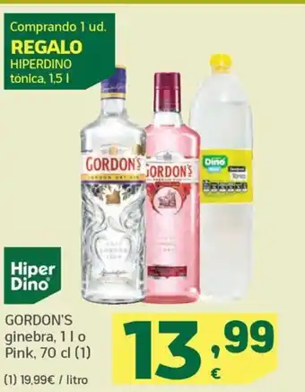 HiperDino GORDON'S ginebra, 11 o Pink, 70 cl (1) oferta