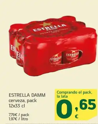 HiperDino ESTRELLA DAMM cerveza, pack 12x33 cl oferta