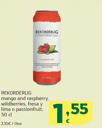HiperDino REKORDERLIG mango and raspberry, wildberries, fresa y lima o passionfruit, 50 cl oferta