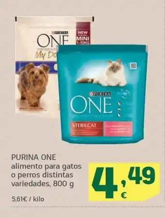 HiperDino PURINA ONE alimento para gatos o perros distintas variedades, 800 g oferta