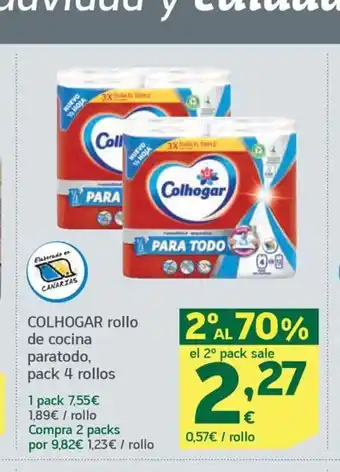 HiperDino COLHOGAR rollo de cocina paratodo, pack 4 rollos oferta
