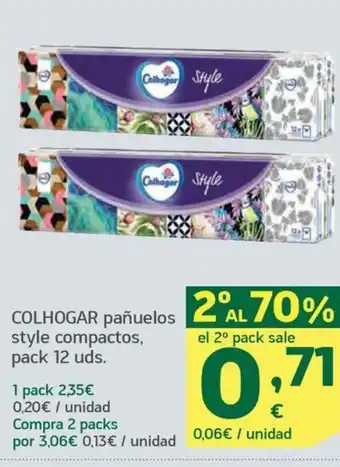 HiperDino COLHOGAR pañuelos 2 AL 70% oferta