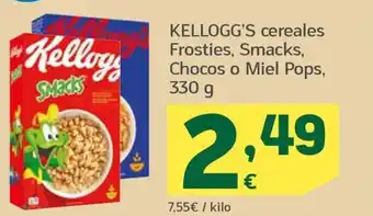 HiperDino KELLOGG'S cereales Frosties, Smacks, Chocos o Miel Pops, 330 g oferta