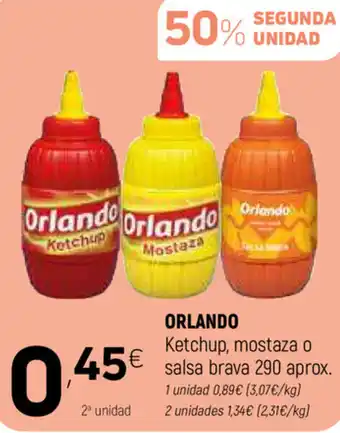 Coviran Orlando Ketchup, mostaza o salsa brava 290g aprox oferta