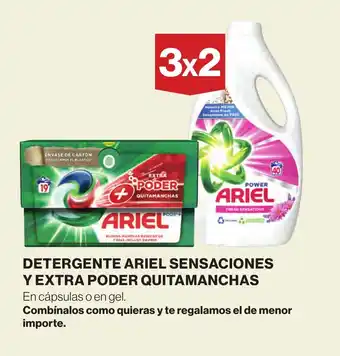 Hipercor DETERGENTE ARIEL SENSACIONES Y EXTRA PODER QUITAMANCHAS oferta