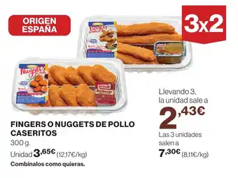 Hipercor FINGERS O NUGGETS DE POLLO CASERITOS oferta